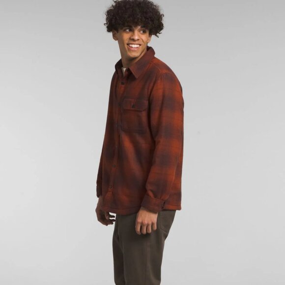 NEW THE NORTH FACE Fleece Lined Eco Insulated Campshire Shirt Brandy Brown 563mn - Picture 2 of 5